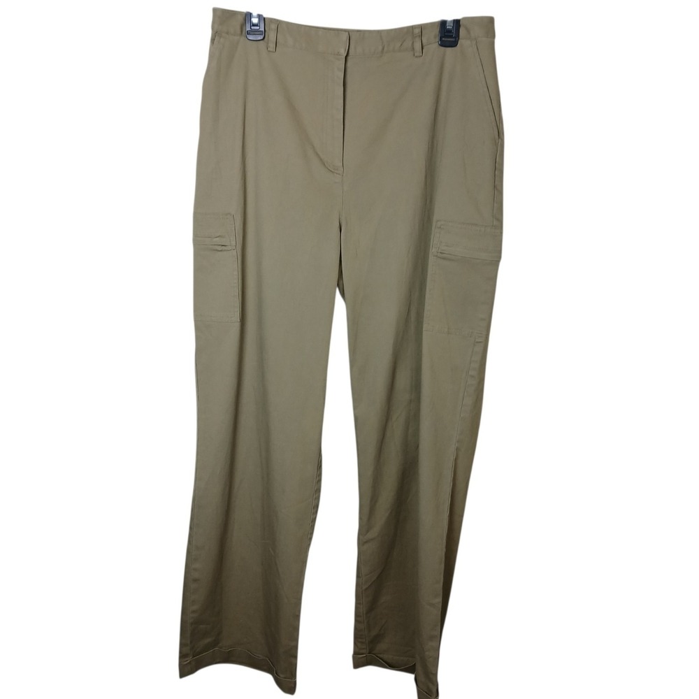 J. Jill  Size 14 Khaki Cargo Pants Stretch Straight Cuff Leg Tan Cotton Blend